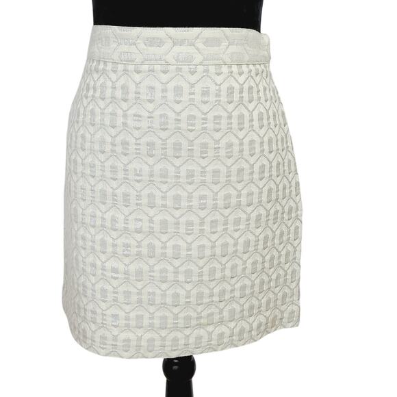Banana Republic Cream Metallic Jacquard Pencil Skirt - Size 4 PRE-OWNED - Picture 2 of 10